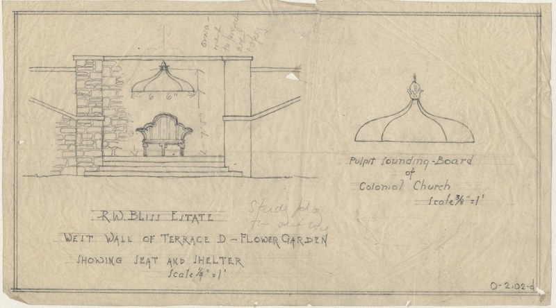 Drawing of bench and canopy.