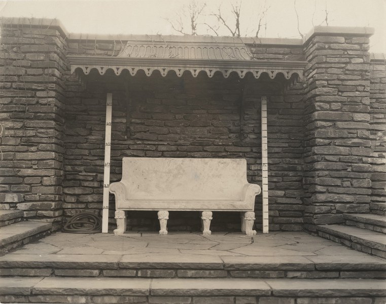 Bench and canopy in the Fountain Terrace, 1926.