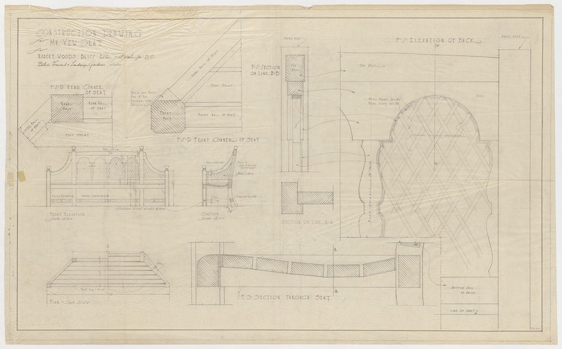 Design drawing for Elizabethan benches