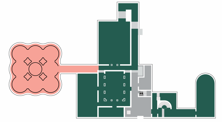 Map of the museum with the Pre-Columbian gallery highlighted