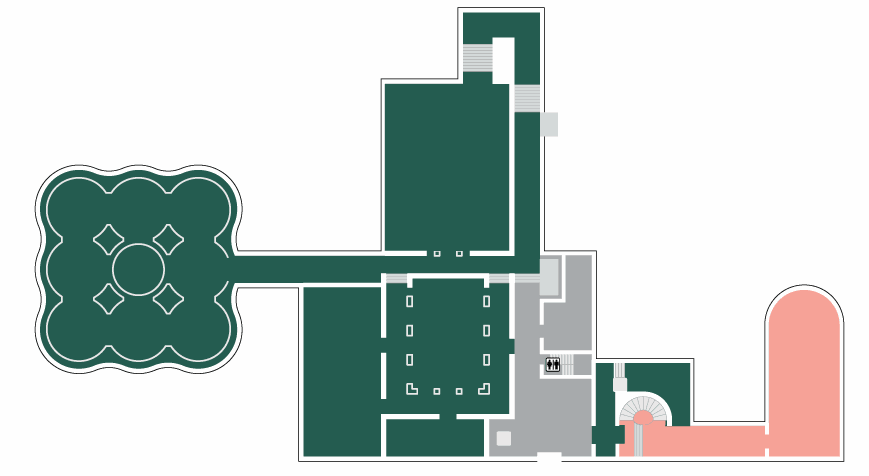 Map of the museum with the Rare Book gallery and Reading Room highlighted